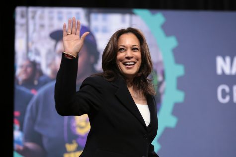 Kamala Harris speaking to attendees at the 2019 National Forum on Wages and Working People.