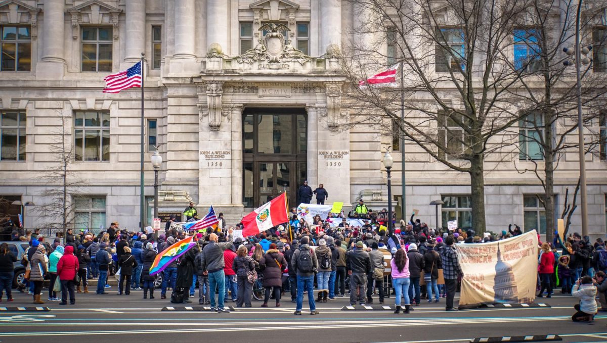 Protesters during the "A Day Without Immigrants" protest