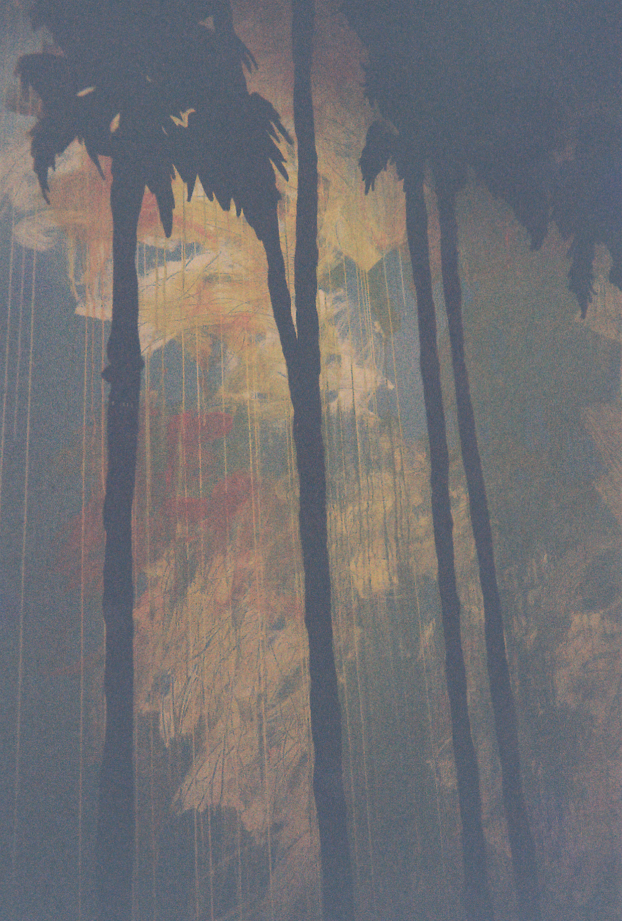 Inky tears cascade down the Californian sky–an avant-garde postcard from the beach.